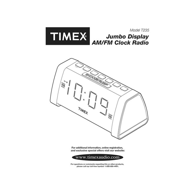 Timex T235 Jumbo Display Dual Alarm Clock Radio User Manual