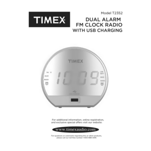 Timex T2352 Dual Alarm Clock Radio User Manual