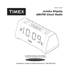 Timex T235Y Jumbo Display Clock Radio User Manual