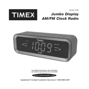 Timex T236 Jumbo Display Clock Radio User Manual