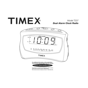 Timex T237 Dual Alarm Clock Radio User Manual