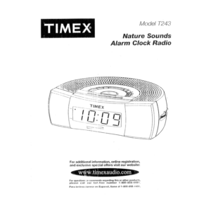 Timex T243 Alarm Clock Radio User Manual