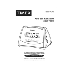 Timex T245 Dual Alarm Clock Radio User Manual