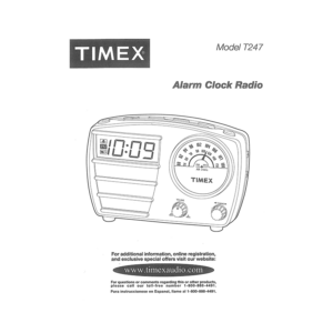 Timex T247 Alarm Clock Radio User Manual