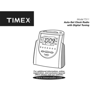 Timex T311 Clock Radio User Manual