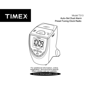 Timex T313 Dual Alarm Preset Tuning Clock Radio User Manual