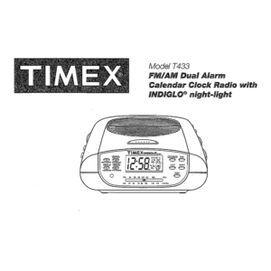 Timex T433 Dual Alarm Calendar Clock Radio User Manual