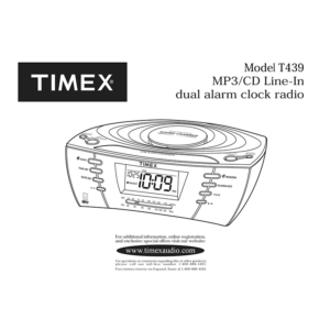 Timex T439 Dual Alarm Clock Radio User Manual