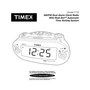 Timex T716 Dual Alarm Clock Radio Instruction Manual