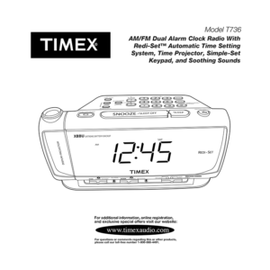Timex T736 Dual Alarm Clock Radio User Manual