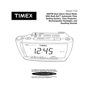 Timex T740 Dual Alarm Clock Radio User Manual
