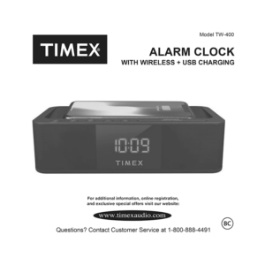 Timex TW400 Alarm Clock User Manual