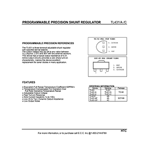 TL431A HTC Programmable Shunt Regulator Data Sheet