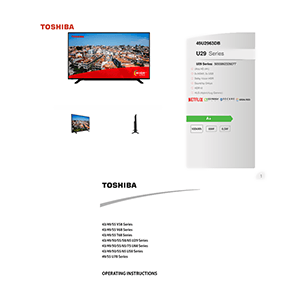 49U2963DB Toshiba 49" Ultra HD Smart TV Operating Instructions