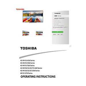 75U6863DB Toshiba 75" Ultra HD Smart TV Operating Instructions