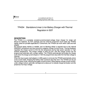TP4054 Top Power ASIC Li-Ion Battery Charger Data Sheet