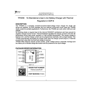 TP4056 Top Power ASIC Li-Ion Battery Charger Data Sheet