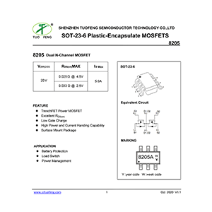 8205 Tuofeng Dual N-Channel MOSFET Data Sheet