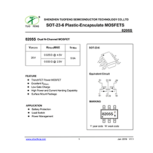 8205S Tuofeng Dual N-Channel MOSFET Data Sheet