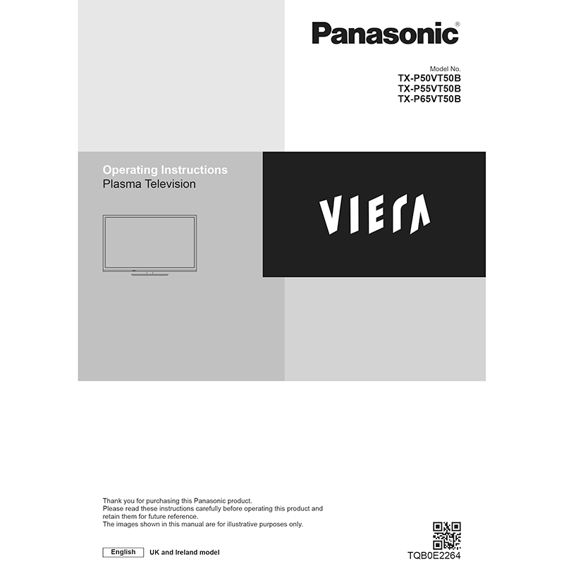 TX-P55VT50B Panasonic Viera 55" Plasma Television Operating Instructions
