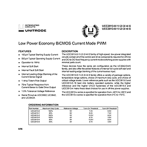 UCC2813-0 Unitrode Low Power BiCMOS Current Mode PWM Data Sheet