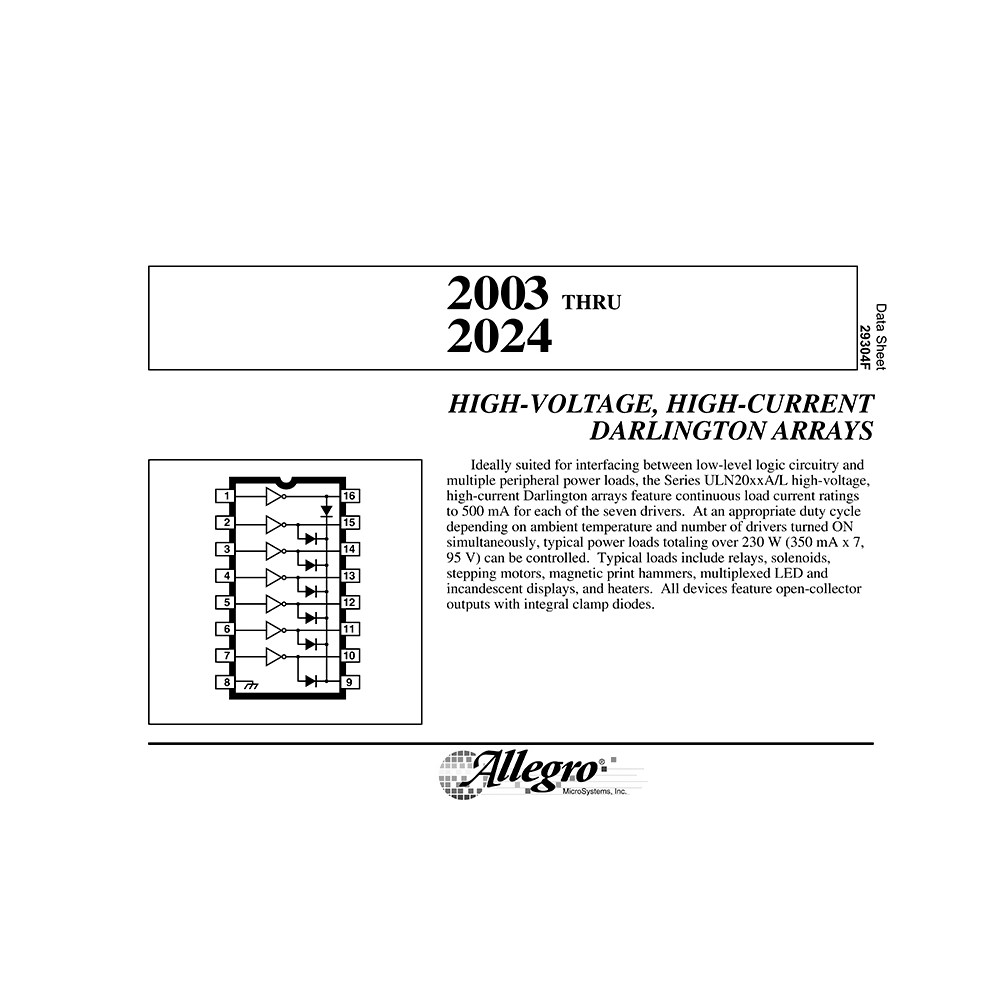 ULN2023A Allegro MicroSystems Darlington Array Data Sheet