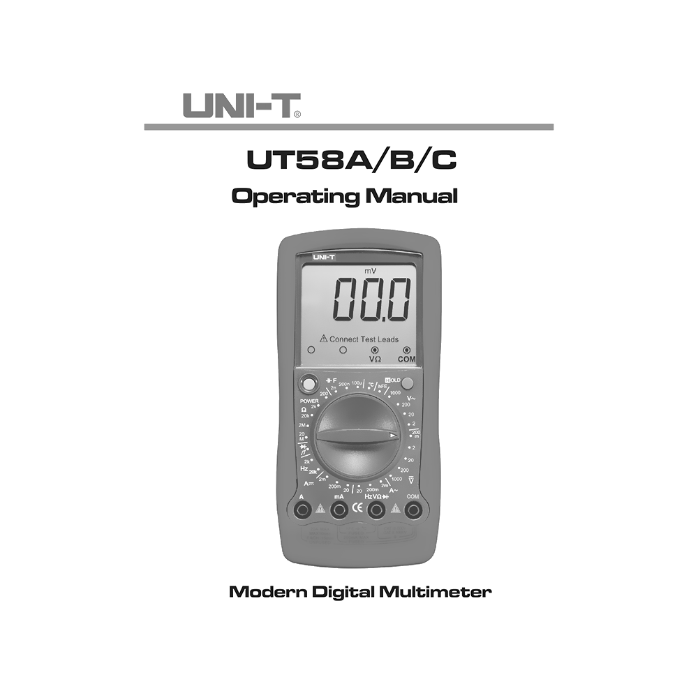 UNI-T UT58A UT58B UT58C Digital Multimeter Operating Manual