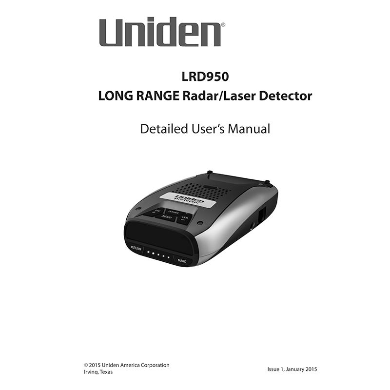 Uniden LRD950 Radar/Laser Detector User's Manual