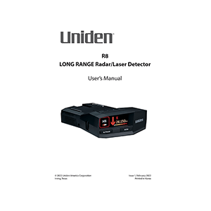 Uniden R8 Radar/Laser Detector User's Manual