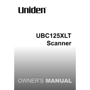 Uniden UBC125XLT Handheld Scanner Owner's Manual