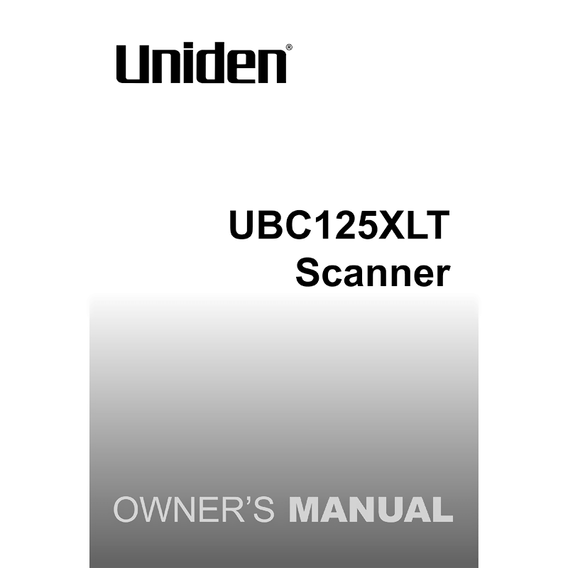 UB359 Handheld Scanning Receiver User Manual Main Page - Uniden