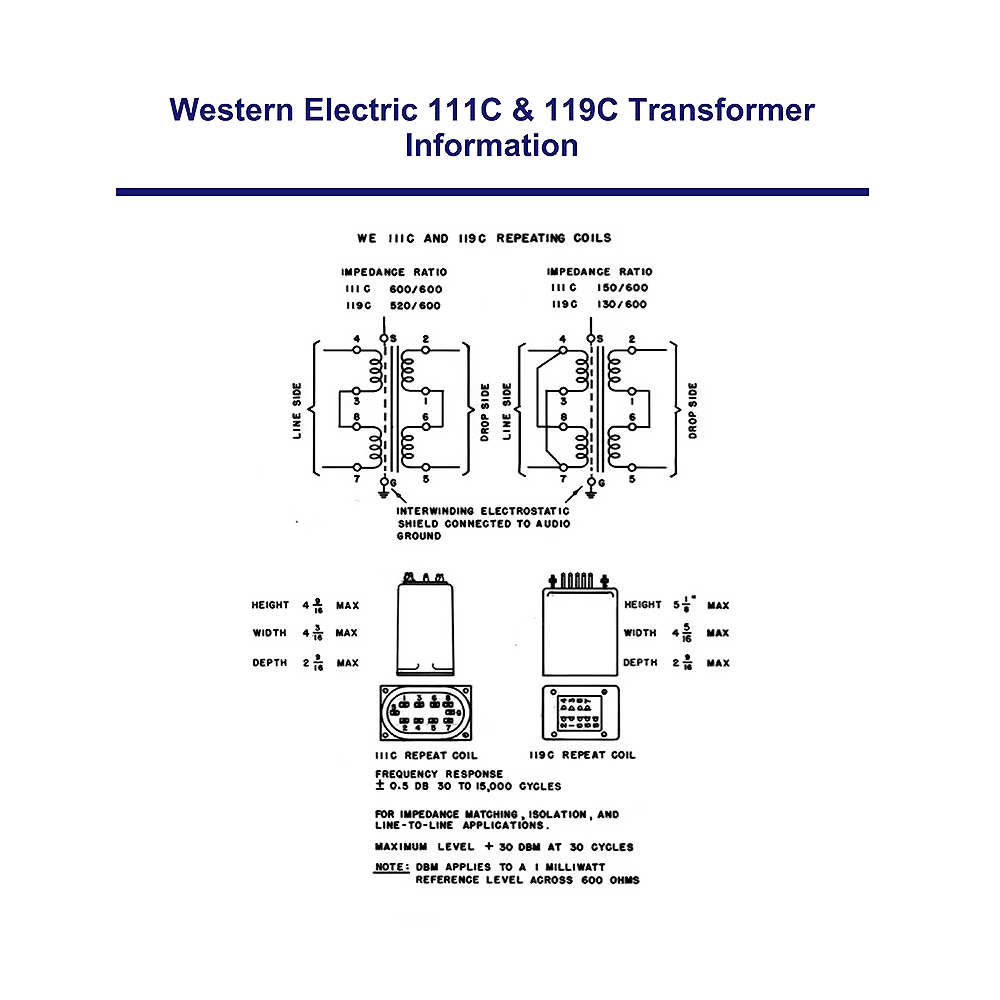 111C Western Electric Repeating Coil Data Sheet