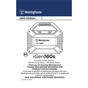 Westinghouse iGen160s Portable Power Station User Manual