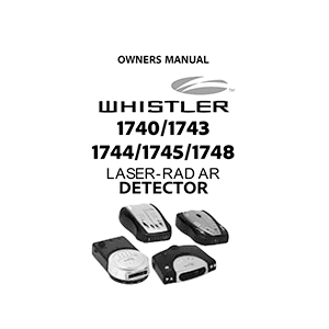 Whistler 1744 Laser-Radar Detector Owner's Manual