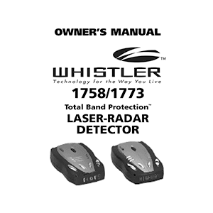 Whistler 1773 Laser-Radar Detector Owner's Manual