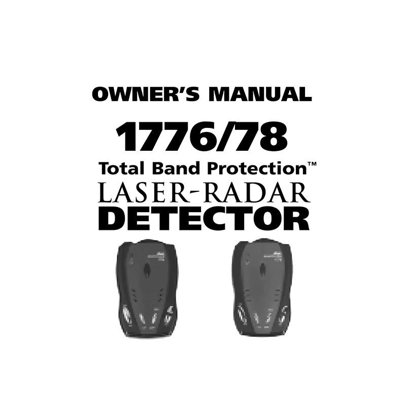 Whistler 1778 Laser-Radar Detector Owner's Manual