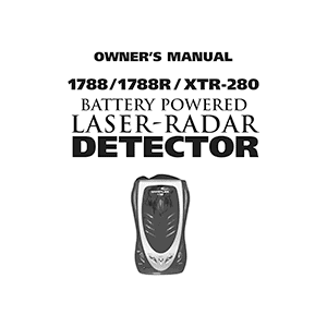 Whistler 1788 Laser-Radar Detector Owner's Manual