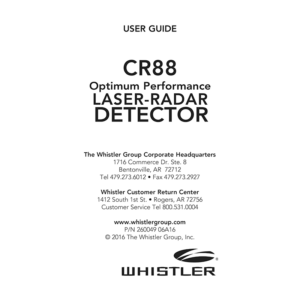 Whistler CR88 Laser-Radar Detector User Guide