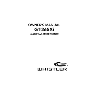 Whistler GT-265Xi Laser/Radar Detector Owner's Manual