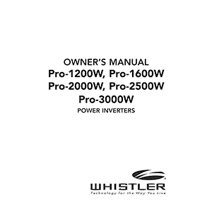 Whistler Pro-2500W Power Inverter Owner's Manual