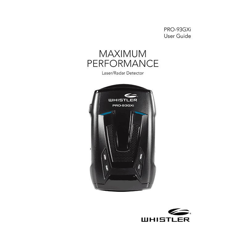 Whistler PRO-93GXi Laser/Radar Detector User Guide