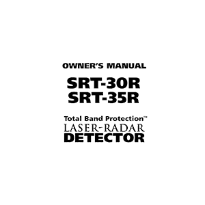 Whistler SRT-30R Laser-Radar Detector Owner's Manual