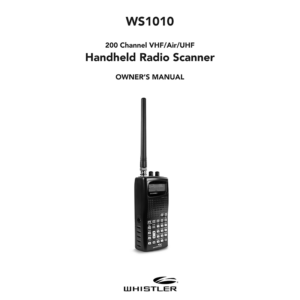 Whistler WS1010 Handheld Radio Scanner Owner's Manual