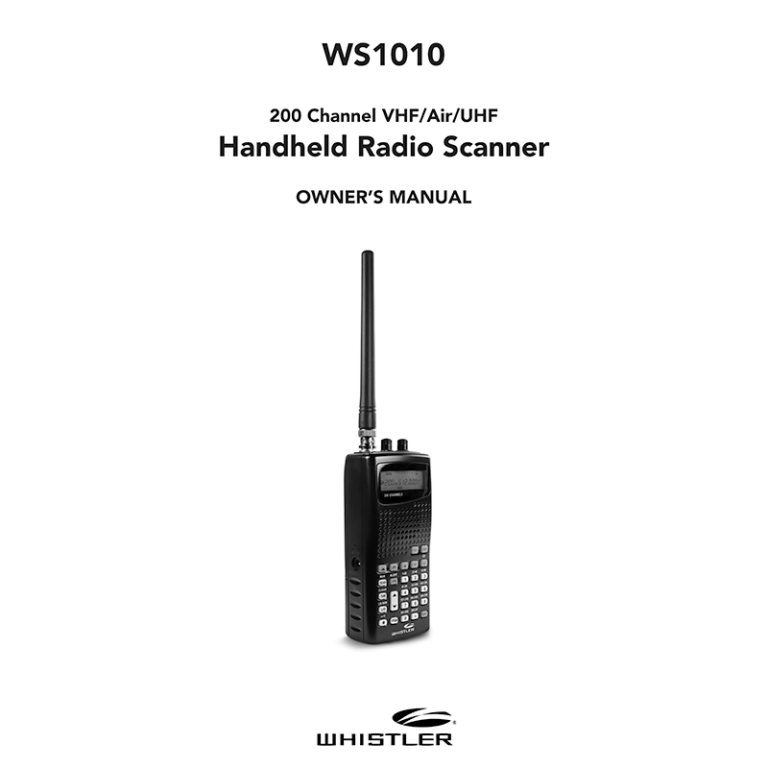Whistler WS1010 Handheld Radio Scanner User Manual
