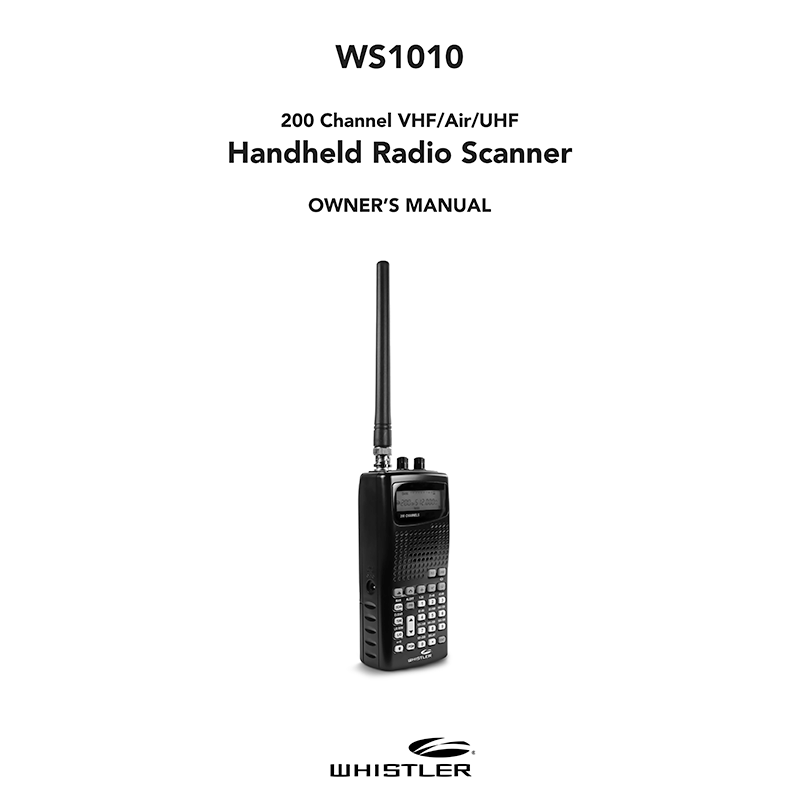 Whistler WS1010 Handheld Radio Scanner Owner's Manual