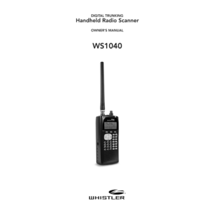 Whistler WS1040 Digital Trunking Scanner Owner's Manual