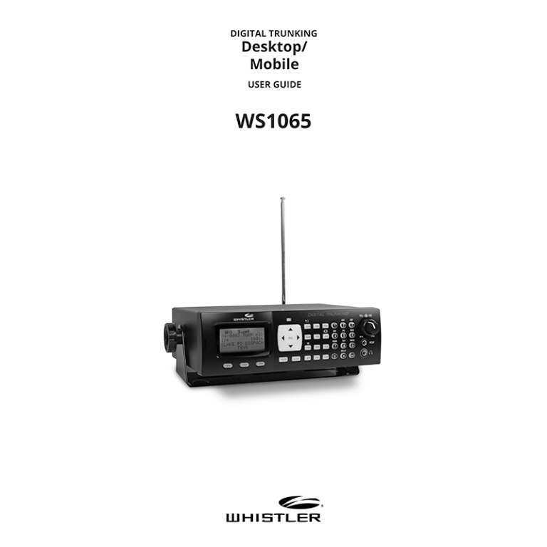 Whistler WS1065 Digital Trunking Radio Scanner User Manual