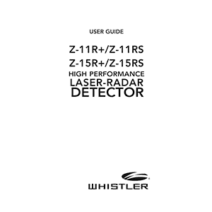 Whistler Z-15R+ Laser-Radar Detector User Guide