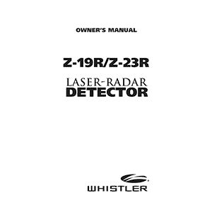 Whistler Z-23R Laser-Radar Detector Owner's Manual