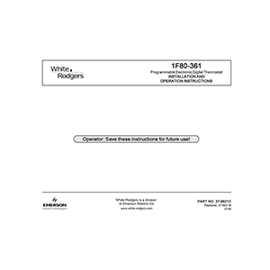 White-Rodgers 1F80-361 Programmable Thermostat Installation and Operation Instructions